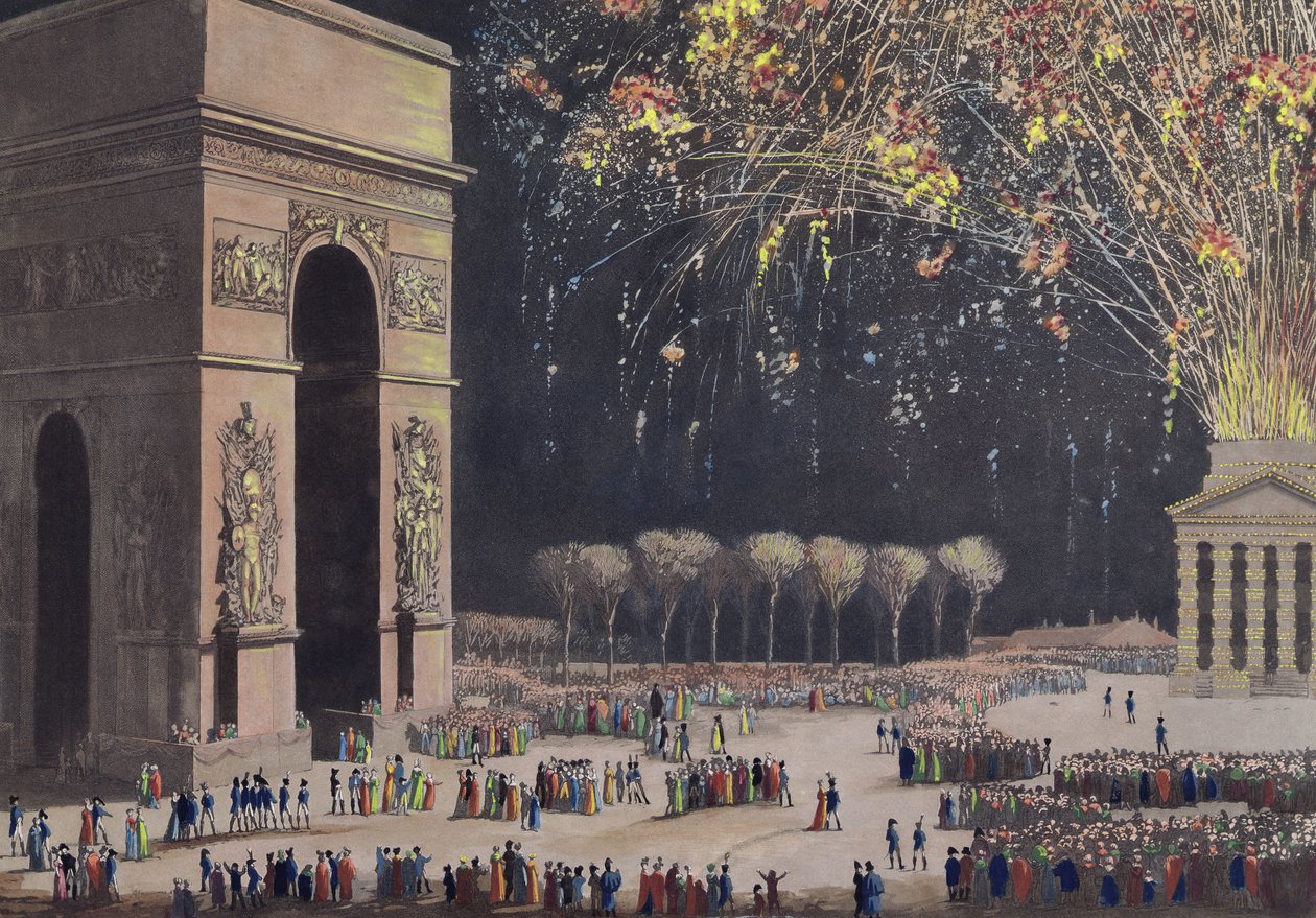 View of the Arc de Triomphe with Fireworks, 1810 by Philibert Louis Debucourt