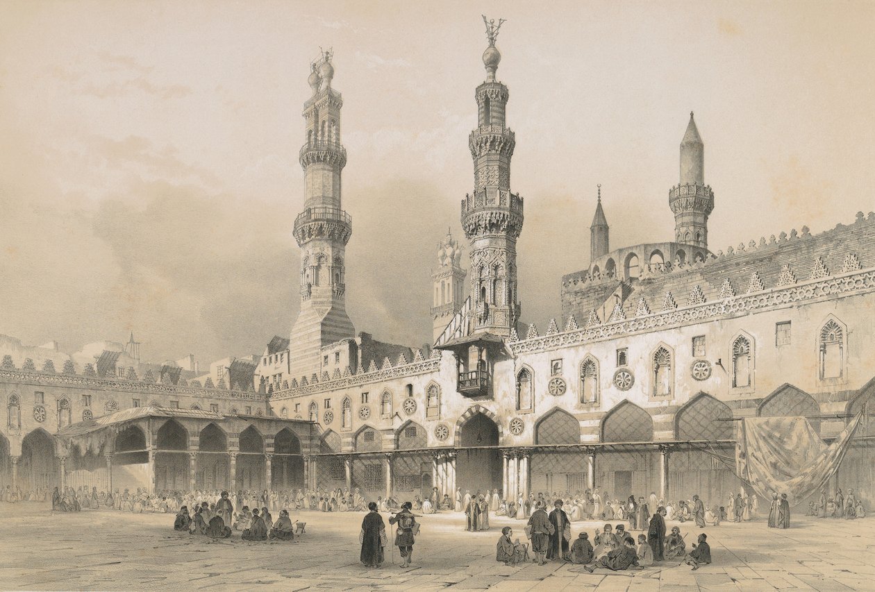 Courtyard of the Al Ahzar Mosque by Philibert Joseph Girault de Prangey