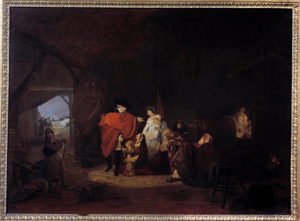 Humanity Trait of Louis XVI: Winter 1784 the King Gives Alms to the Inhabitants of Versailles by Philibert Louis Debucourt
