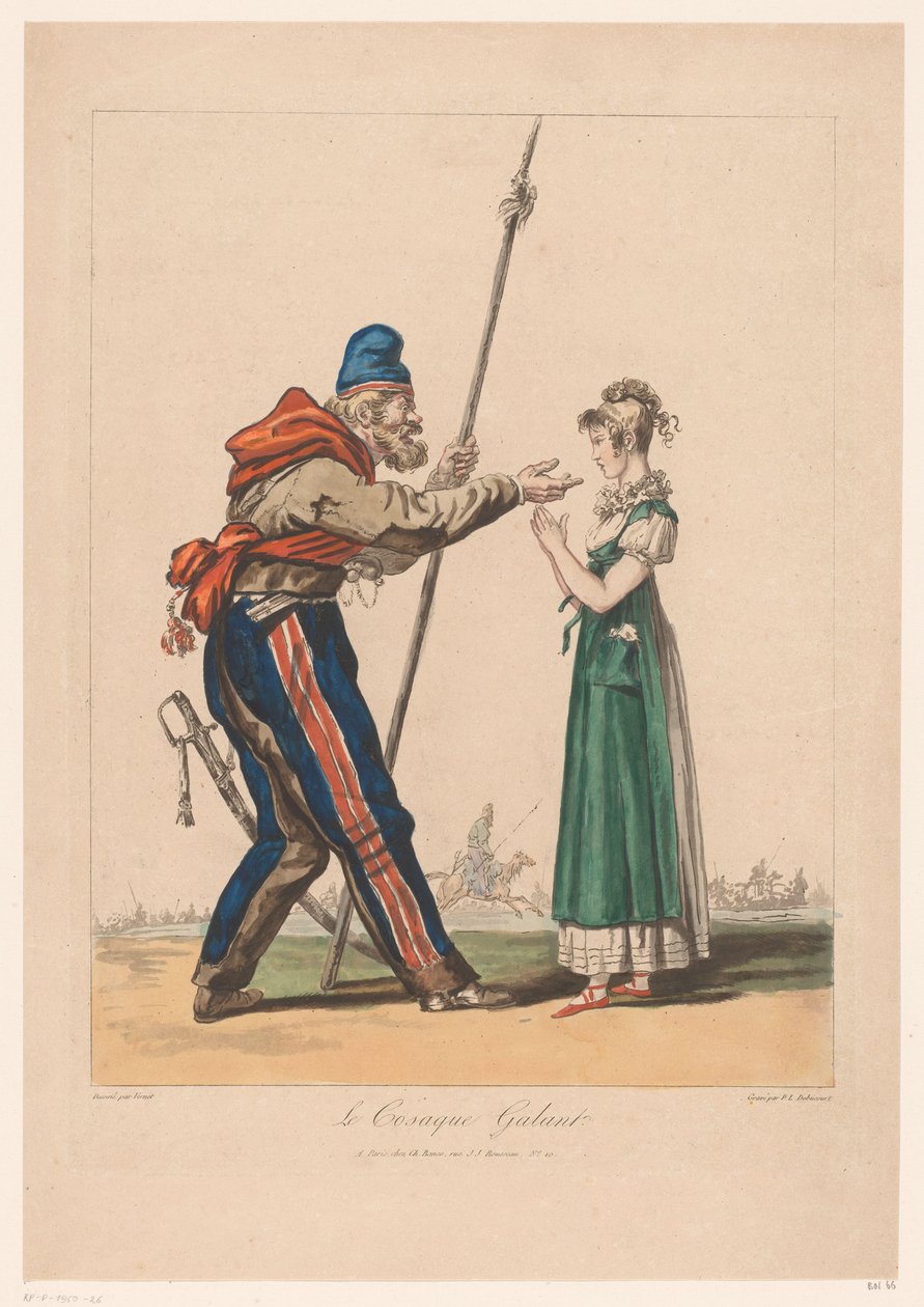 Girl with Cossack (series title: Costume Prints by Debucourt) by Philibert Louis Debucourt