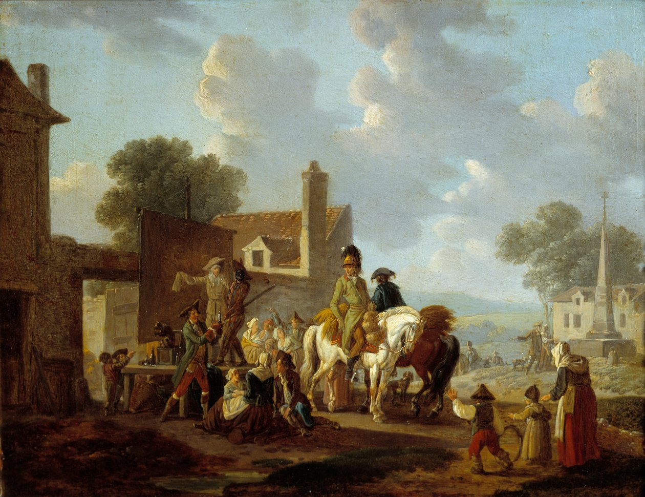 Villagers and Horsemen Watching the Pantomime by Philibert Louis Debucourt