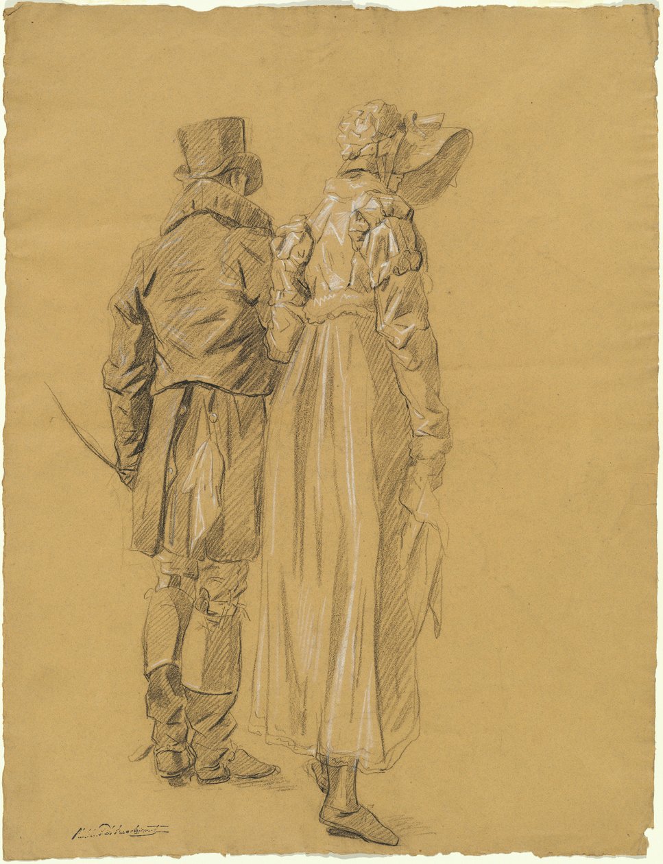 A Fashionable Couple Seen from Behind by Philibert d