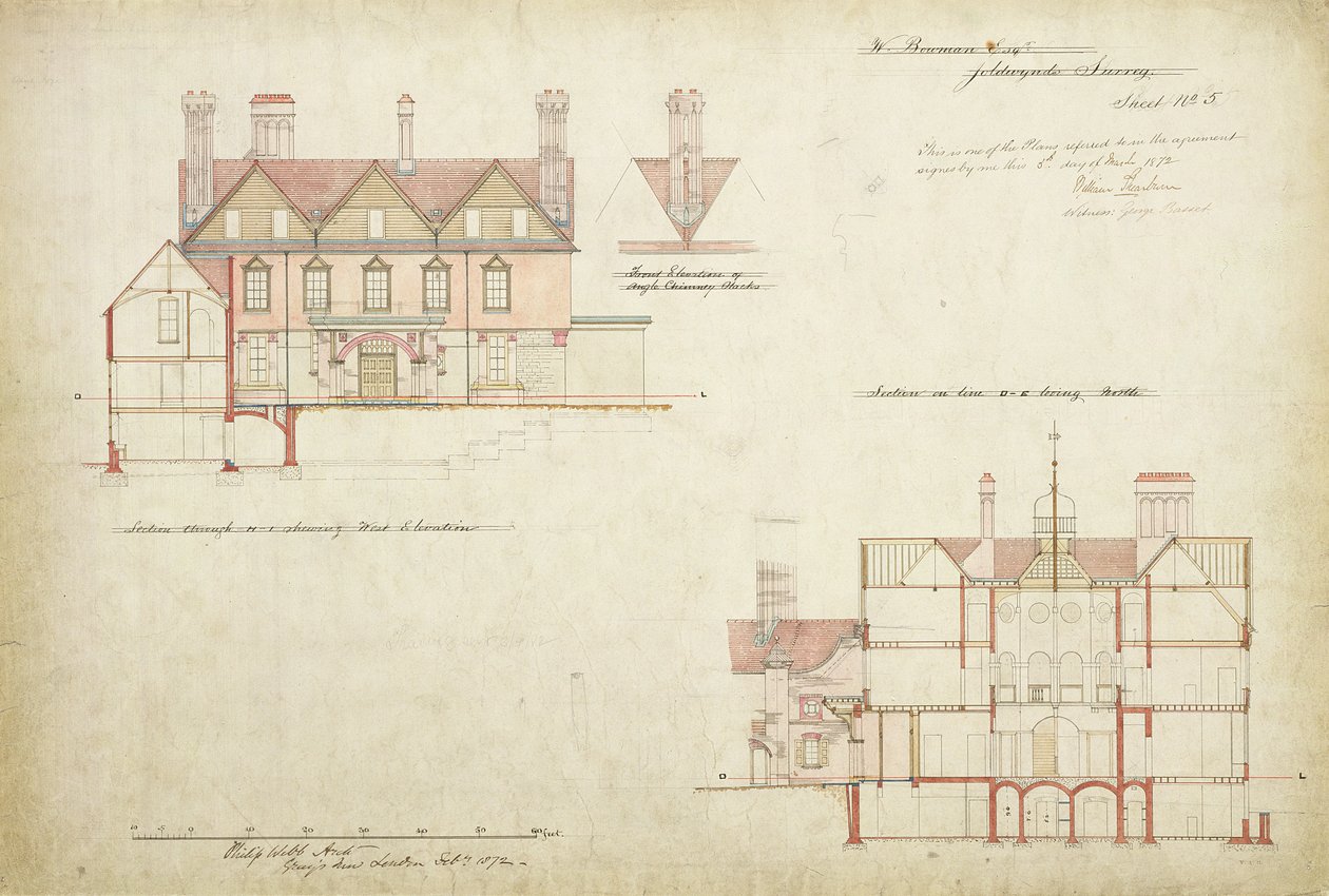 Design for Joldwyns, Surrey, 1872 by Philip Webb