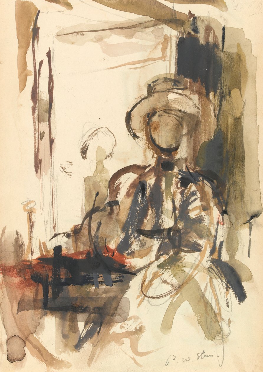 Seated figure: woman seated, wearing a hat by Philip Wilson Steer
