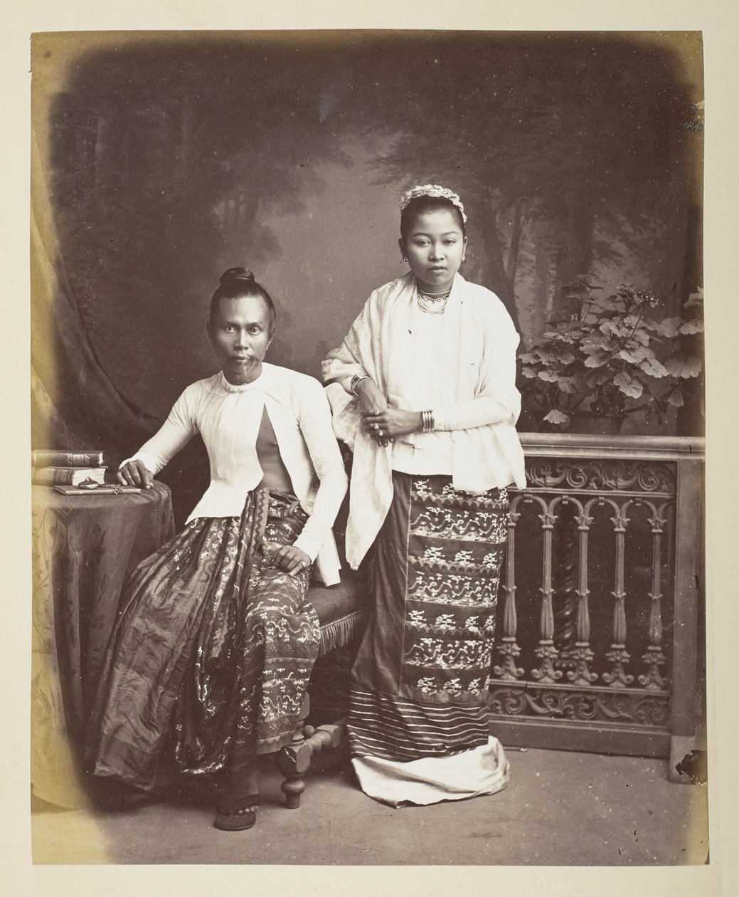 Portrait of a Burmese Man and Wife by Philip Adolphe Klier