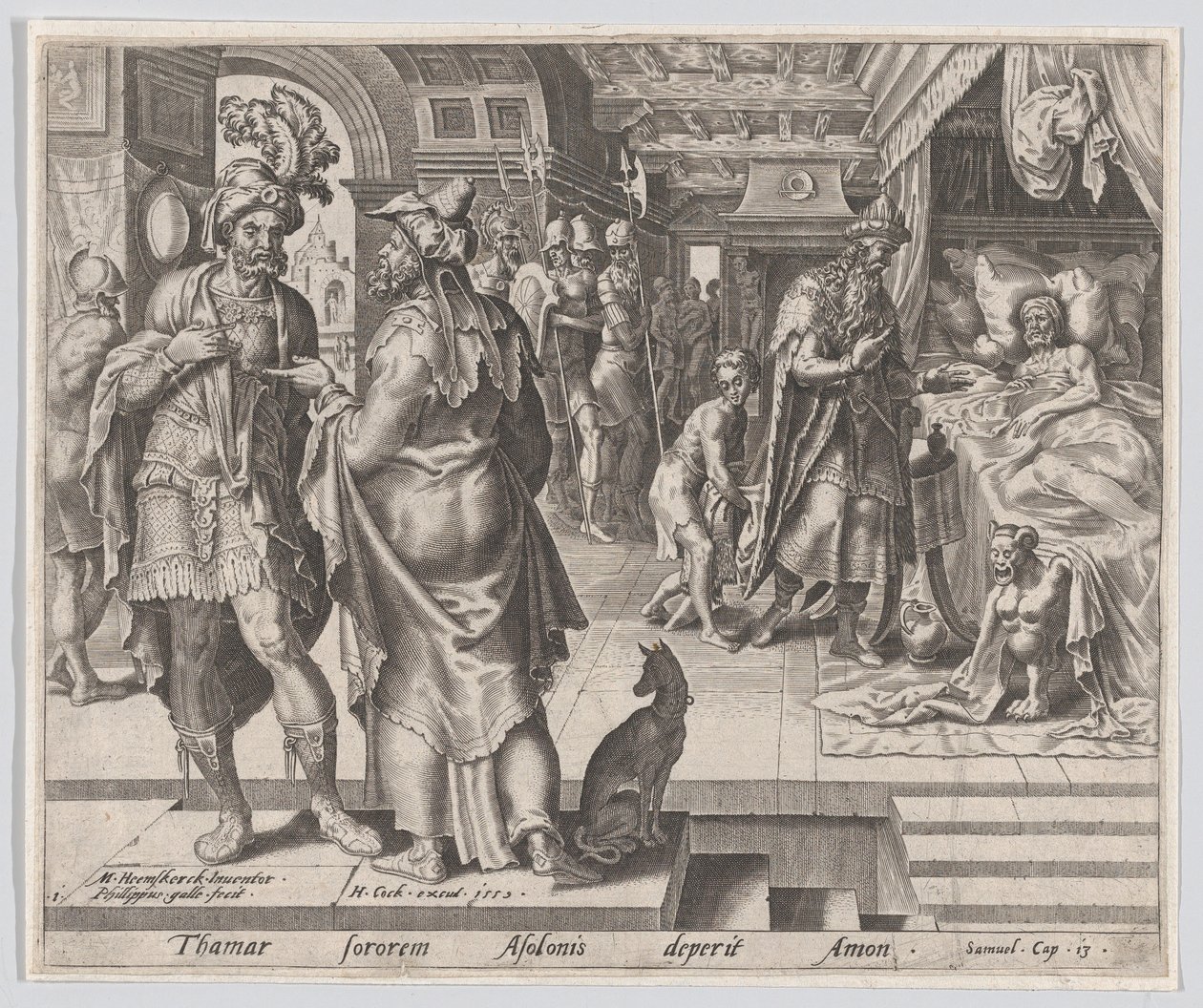 Jonadab Counselling Amnon, from The Story of Tamar and Amnon, plate 1 by Philip Galle