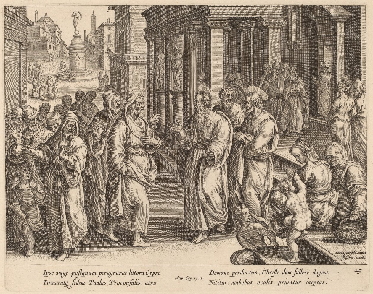 Saint Paul Disputes the Sorcerer by Philip Galle after Jan van der Straet