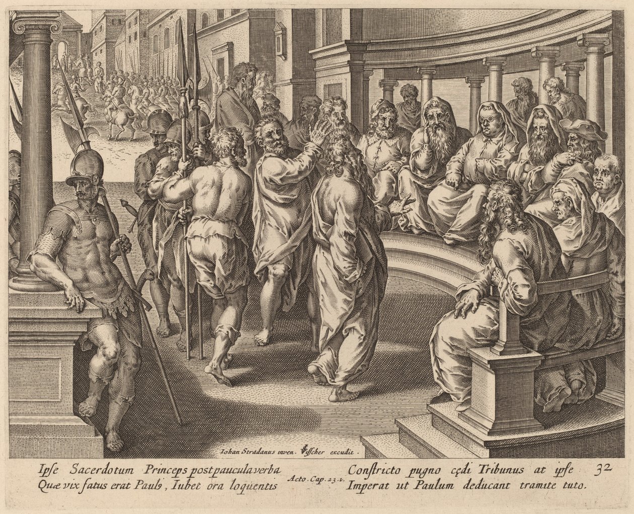 Saint Paul before the High Priest by Philip Galle after Jan van der Straet