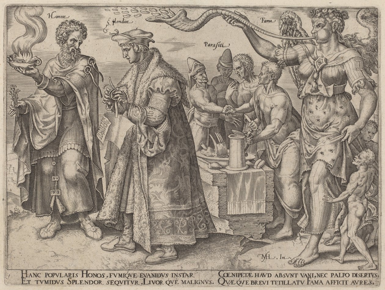 Honor, Splendor, Parasites, Fame (The Deceptive Effects of Wealth) by Philip Galle, after Maerten van Heemskerck