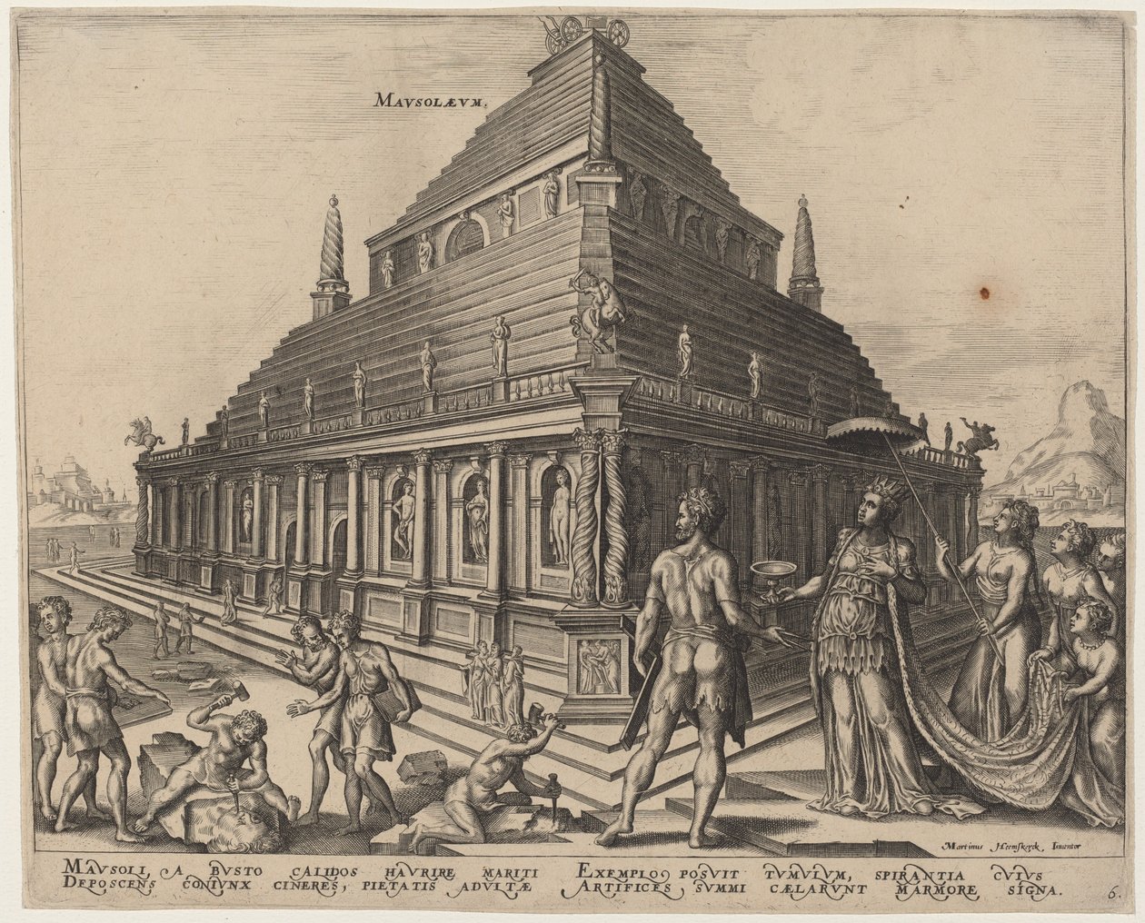 Mausoleum (The Tomb of Mausolus at Halicarnassus) by Philip Galle, after Maerten van Heemskerck