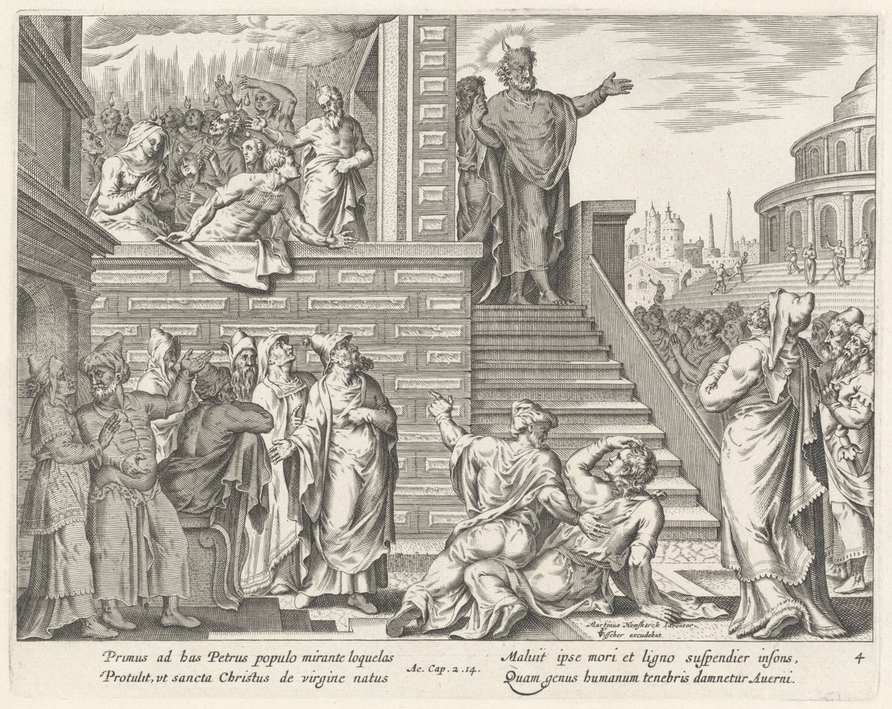 Saint Peter Speaks to the People about Christ by Philip Galle after Maerten van Heemskerck