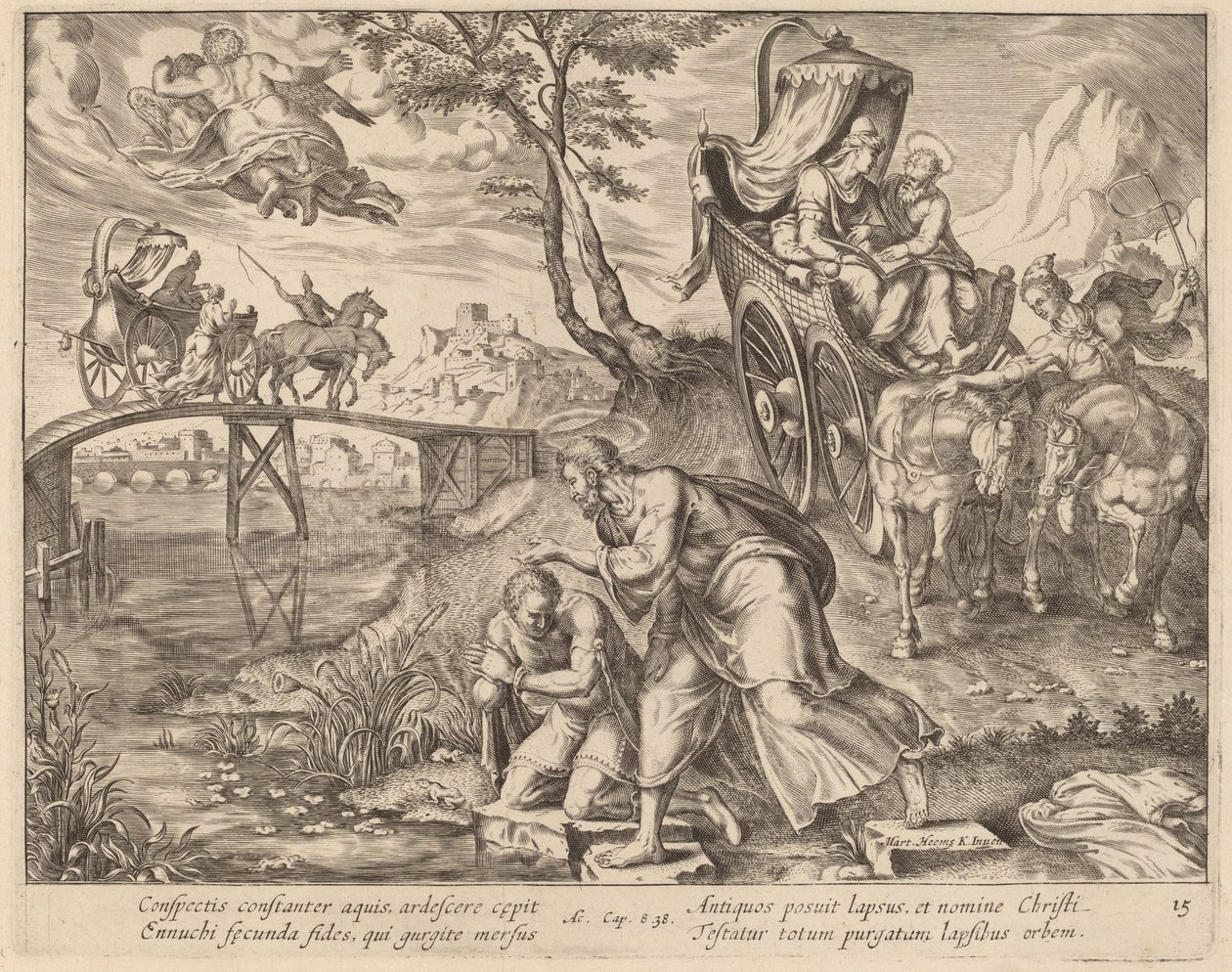 The Baptism of the Eunuch by Saint Philip by Philip Galle after Maerten van Heemskerck