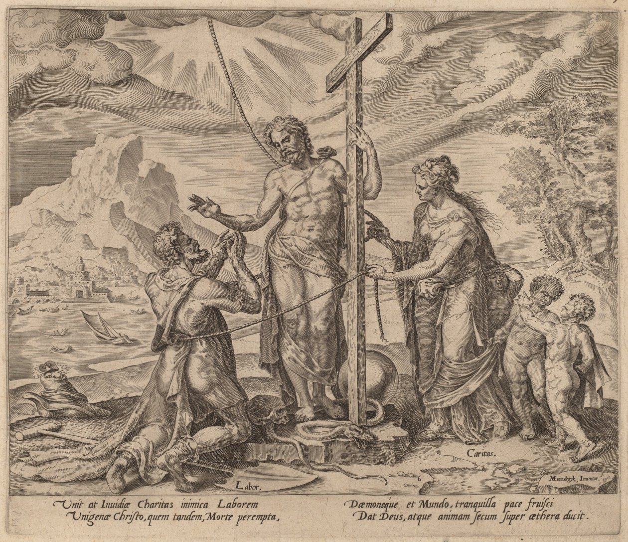 The Diligent Worker United with Christ after Death by Philip Galle after Maerten van Heemskerck