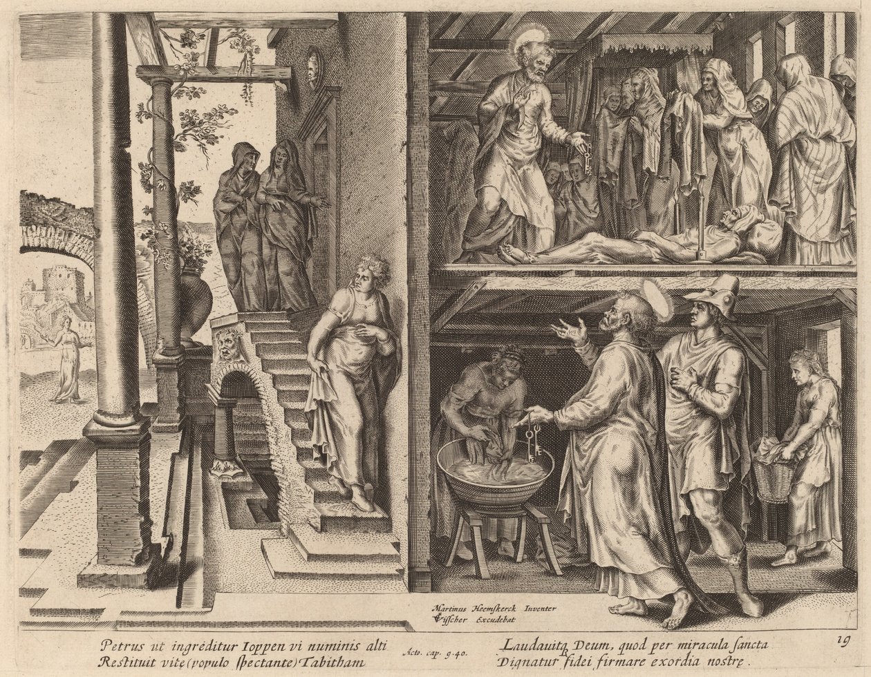The Raising of Tabitha by Philip Galle after Maerten van Heemskerck