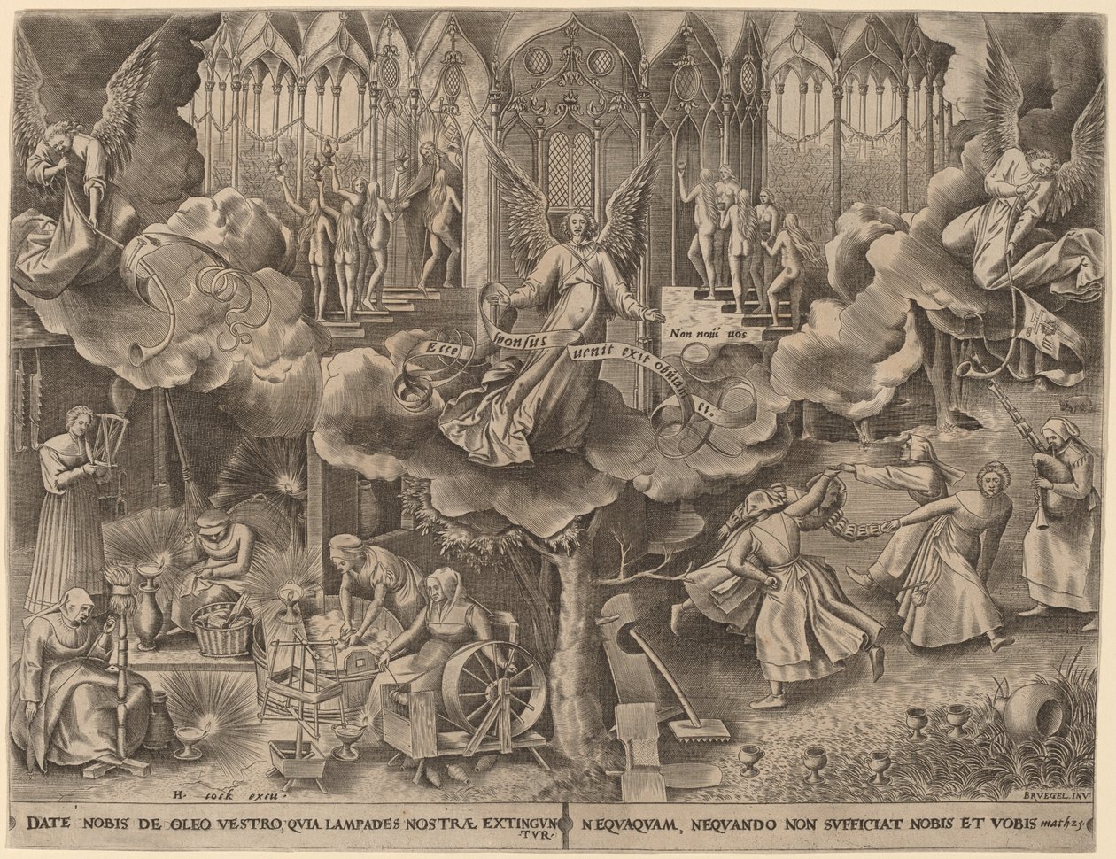The Parable of the Wise and Foolish Virgins by Philip Galle after Pieter Bruegel the Elder