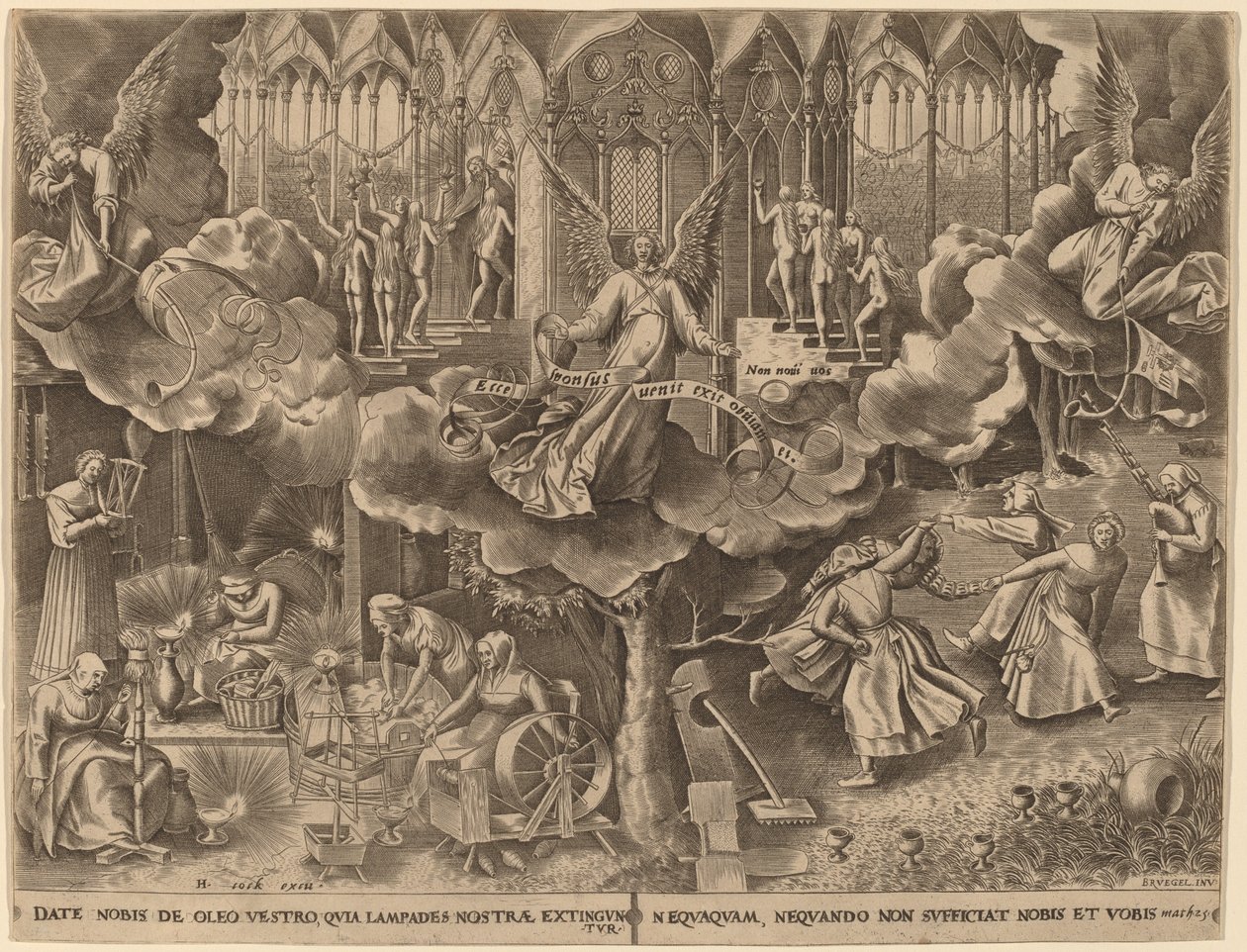 The Parable of the Wise and Foolish Virgins by Philip Galle after Pieter Bruegel the Elder