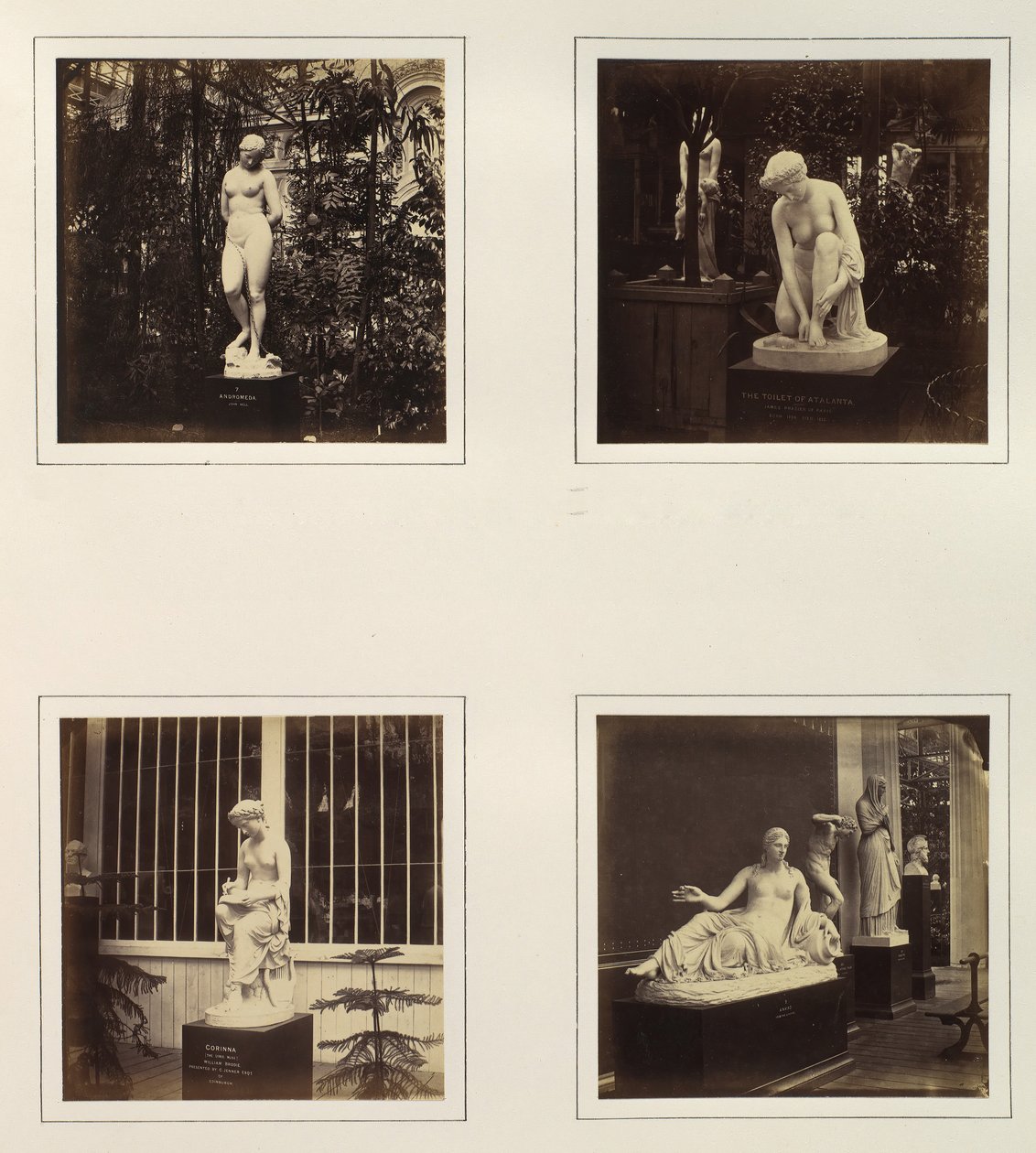 Sculptures of Andromeda, the Toilet of Atalanta, Corinna, and a Naiad by Philip Henry Delamotte.
