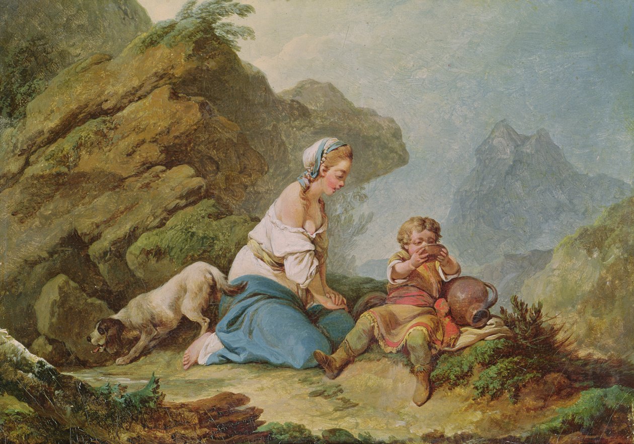 Hagar Watching Her Son Drinking by Philippe-Jacques de Loutherbourg