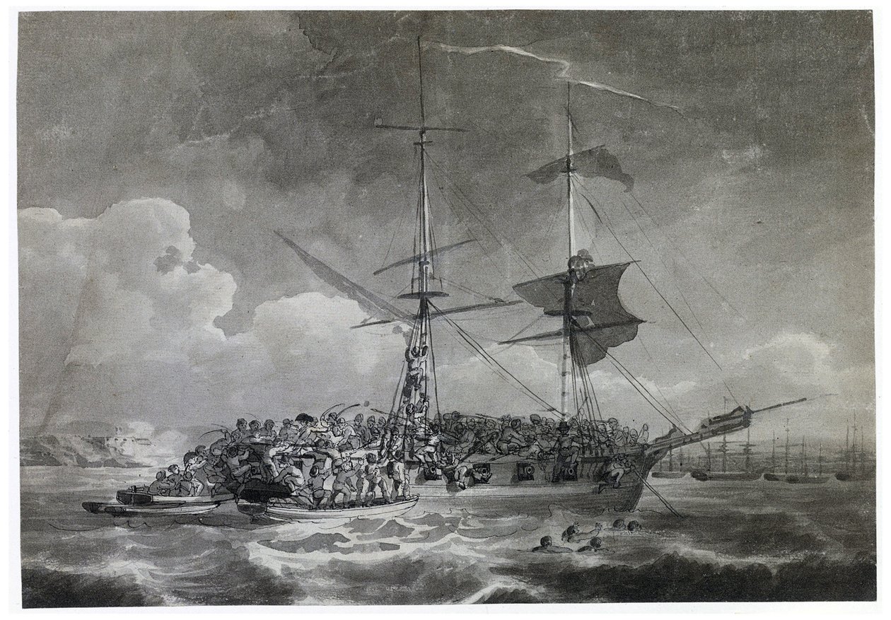 Portrait of a French Brigg, La Chevrette. Dipped in Ink by Philippe Jacques de Loutherbourg by Philip James de (1740 1812) Loutherbourg