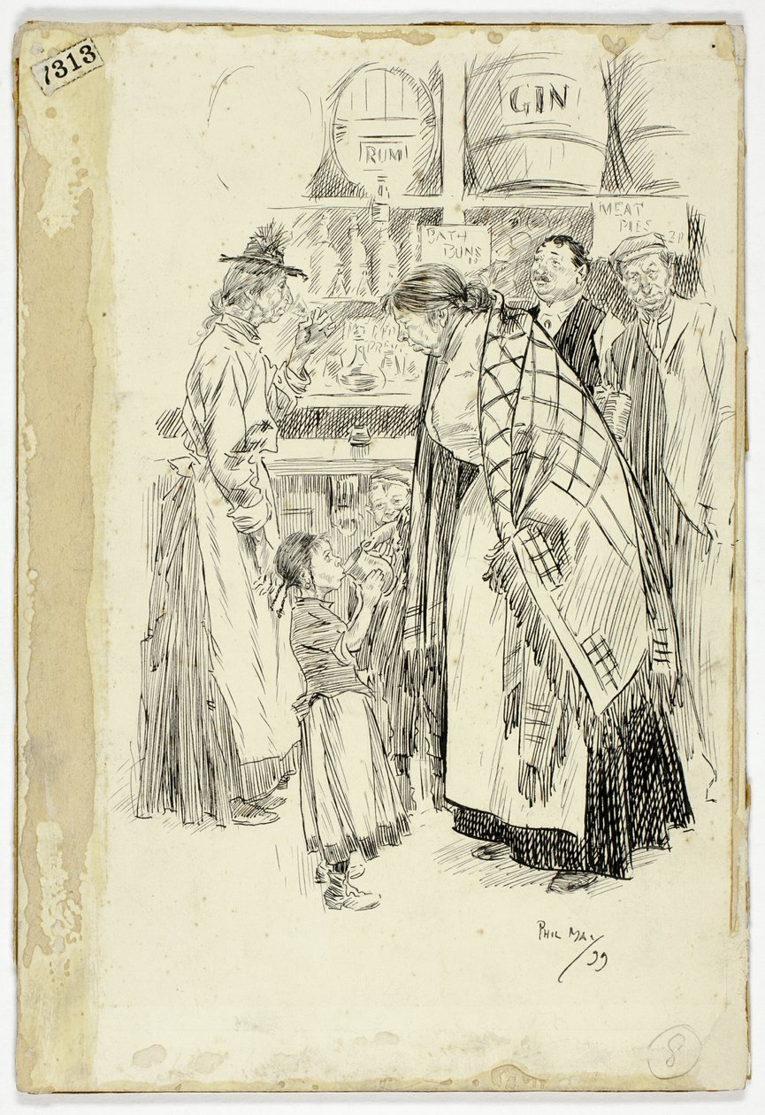 London East End: Sketch in an East End Gin Shop by Philip William May
