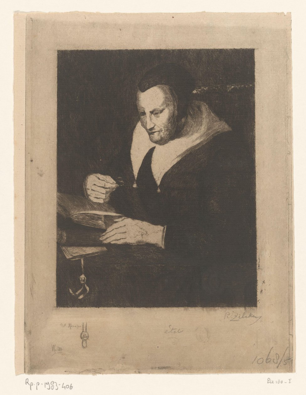 Old Woman Reading by Philip Zilcken (signed by artist)