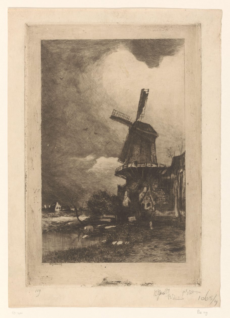 Mill in a landscape by Philip Zilcken (signed by artist)