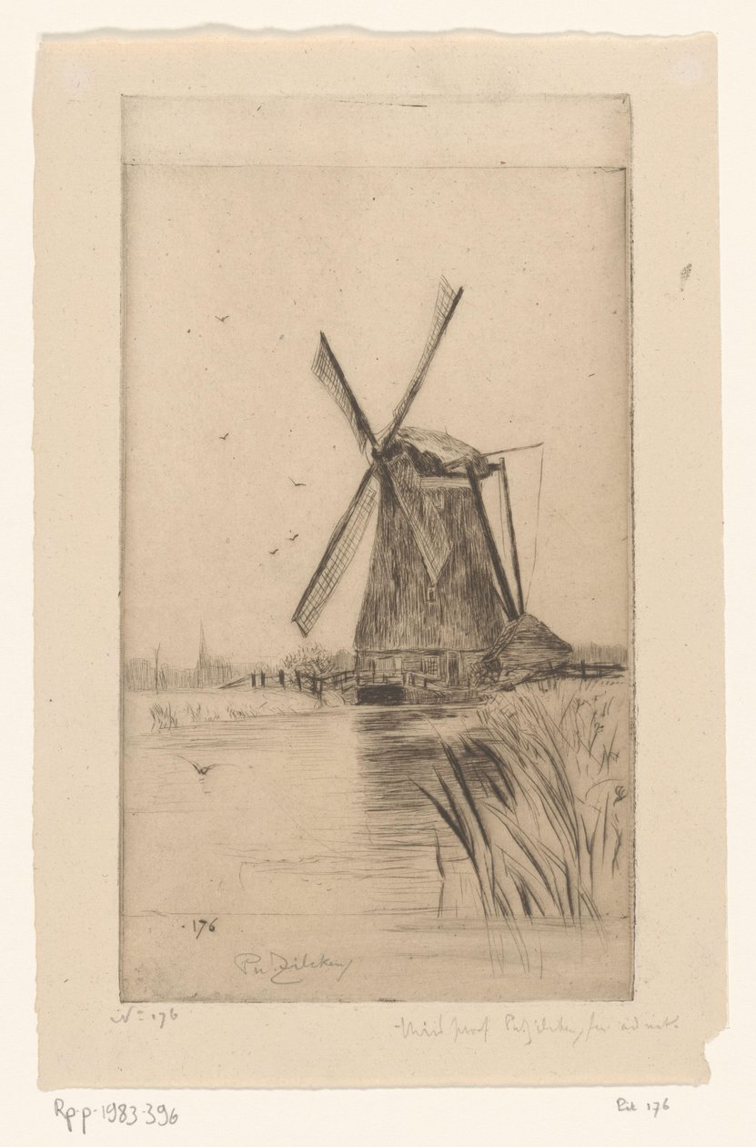 Mill in landscape by Philip Zilcken (signed by artist)