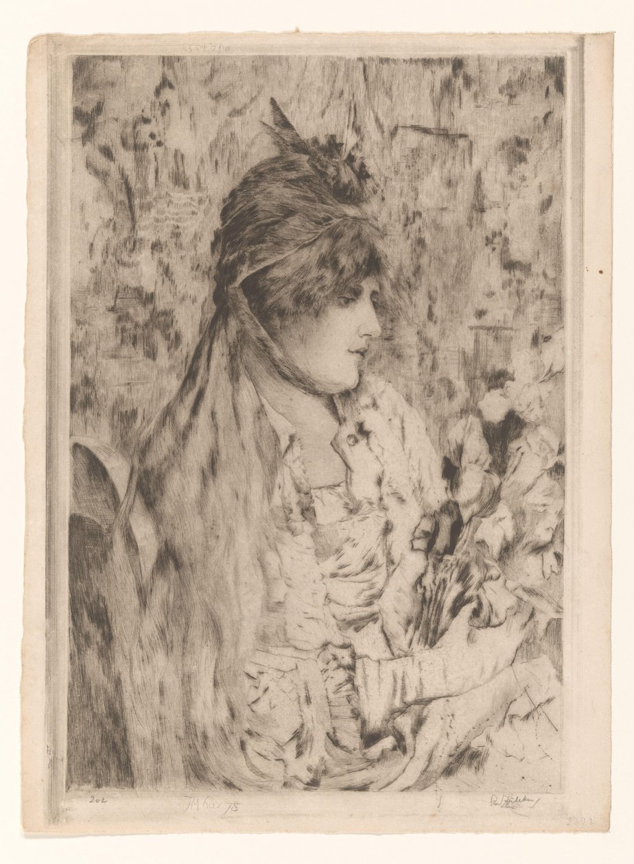 Woman with a Bouquet of Flowers by Philip Zilcken (signed by artist)