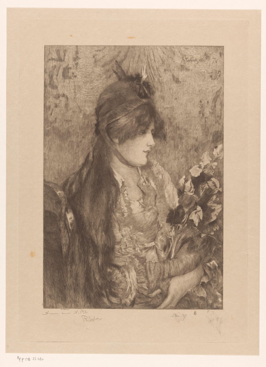 Woman with Bouquet of Flowers by Philip Zilcken (signed by artist)