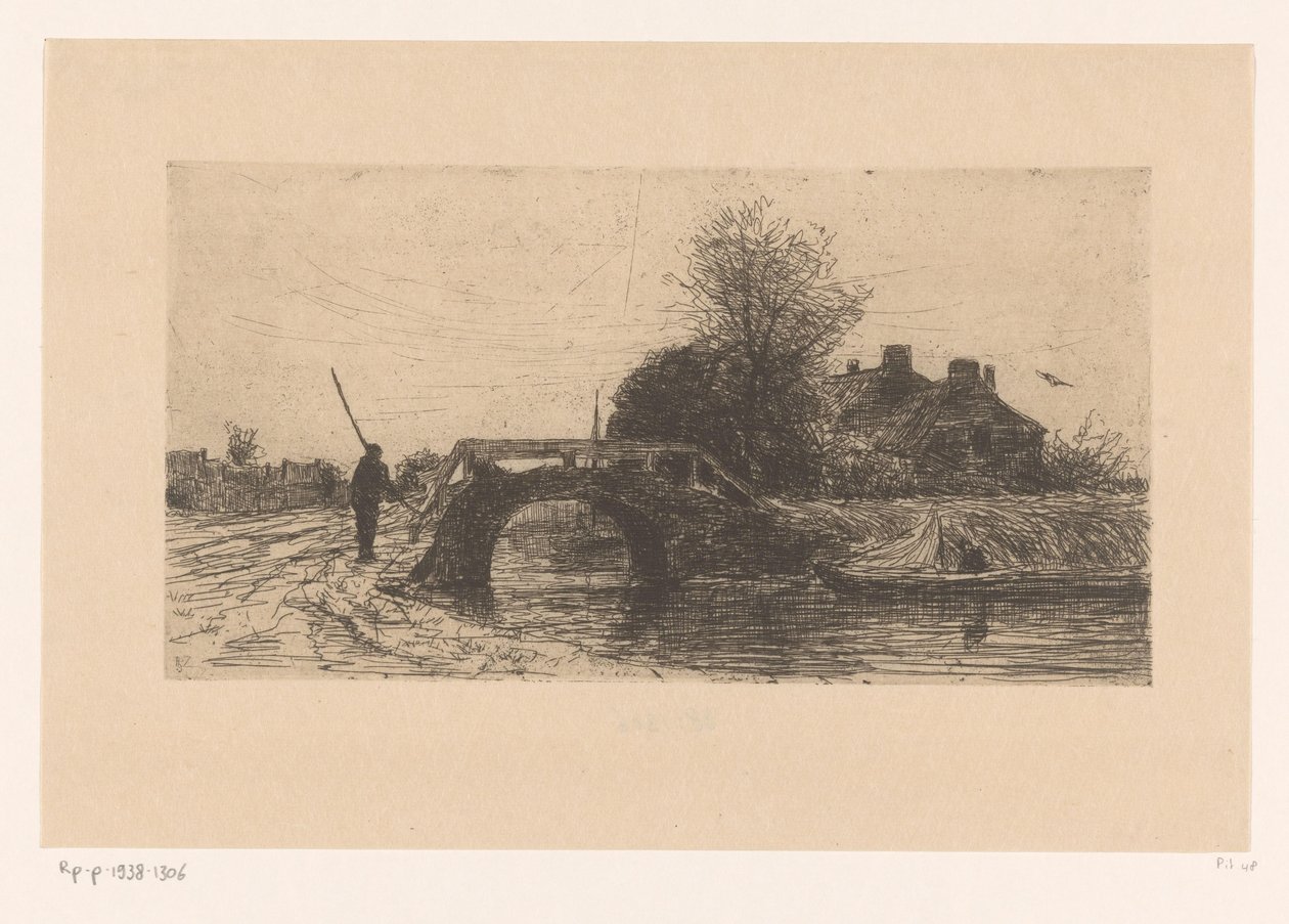 Landscape with River, Bridge, and Houses by Philip Zilcken