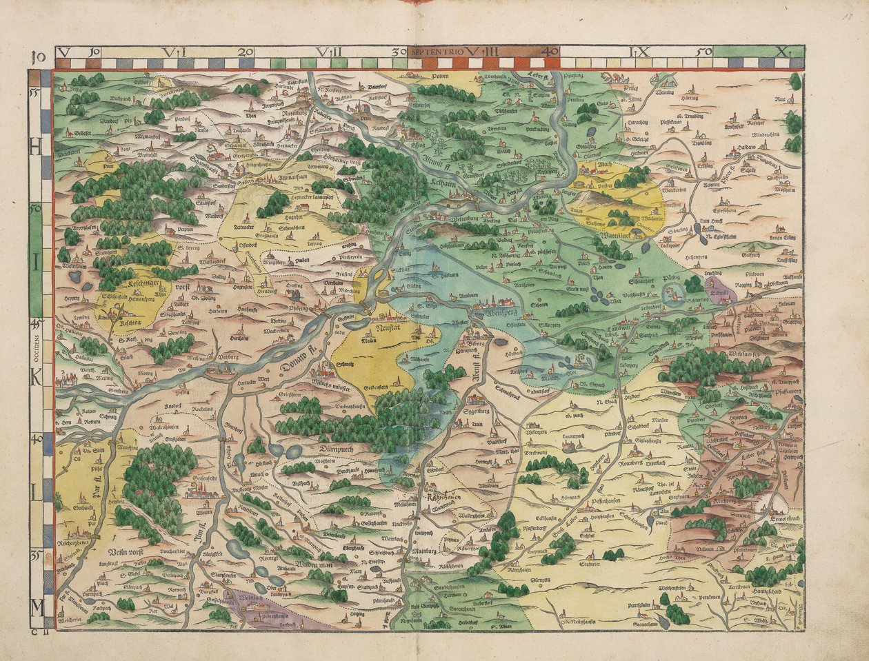 Bavarian Land Tables of 1568 (Table 10) by Philipp Apian