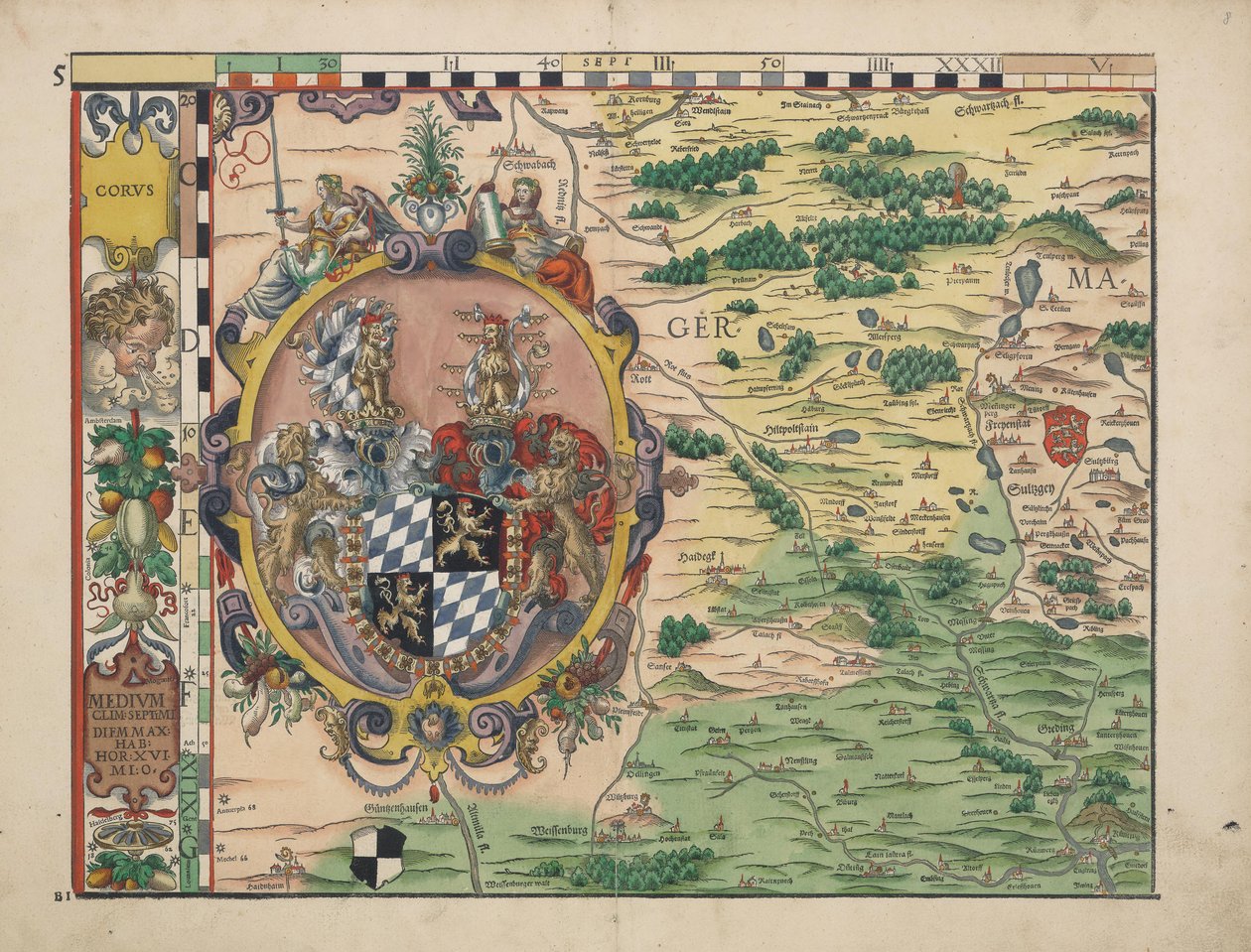Philipp Apian - Bavarian Maps of 1568 (Plate 5) ca. 1 by Philipp Apian