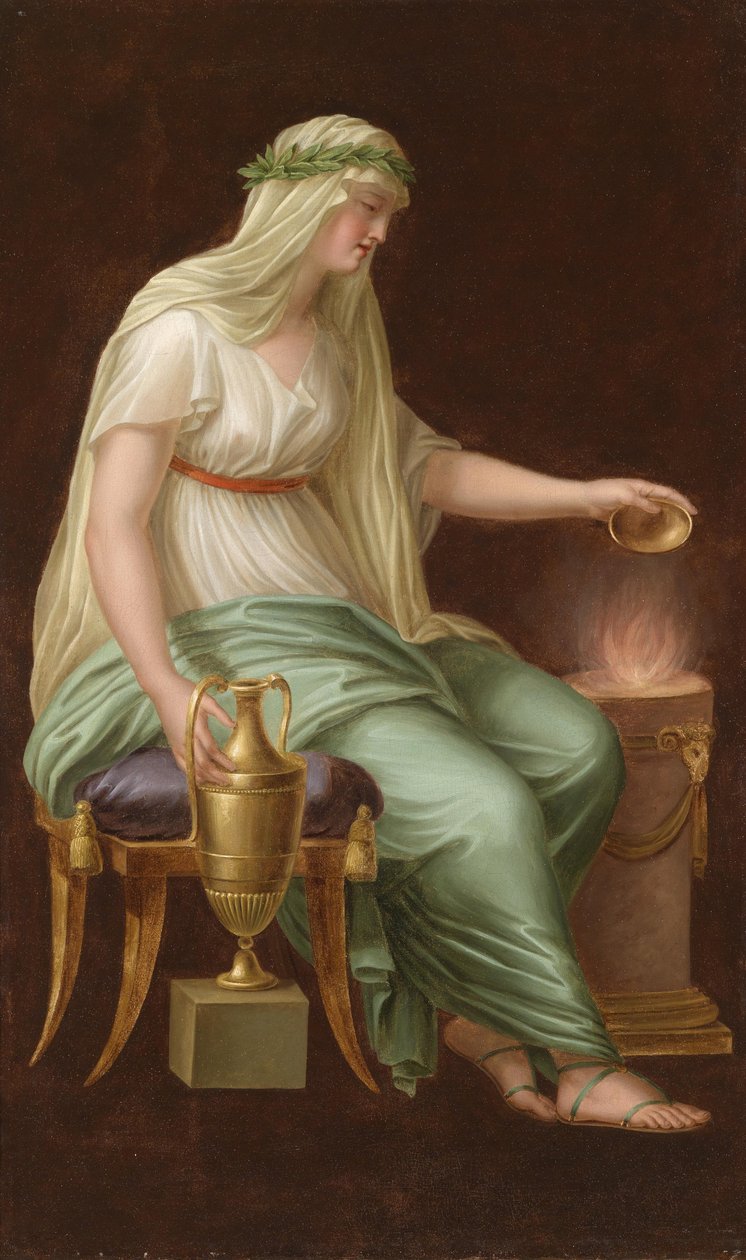 A Vestal Sitting by the Fire by Philipp Friedrich von Hetsch