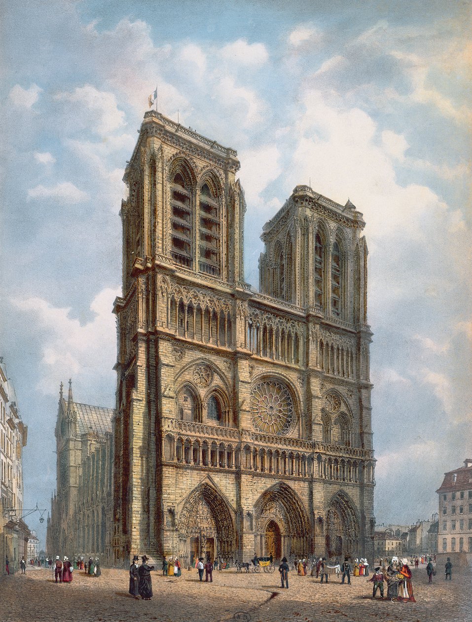 View of the West facade of the Cathedral of Notre-Dame, Paris by Philippe Benoist