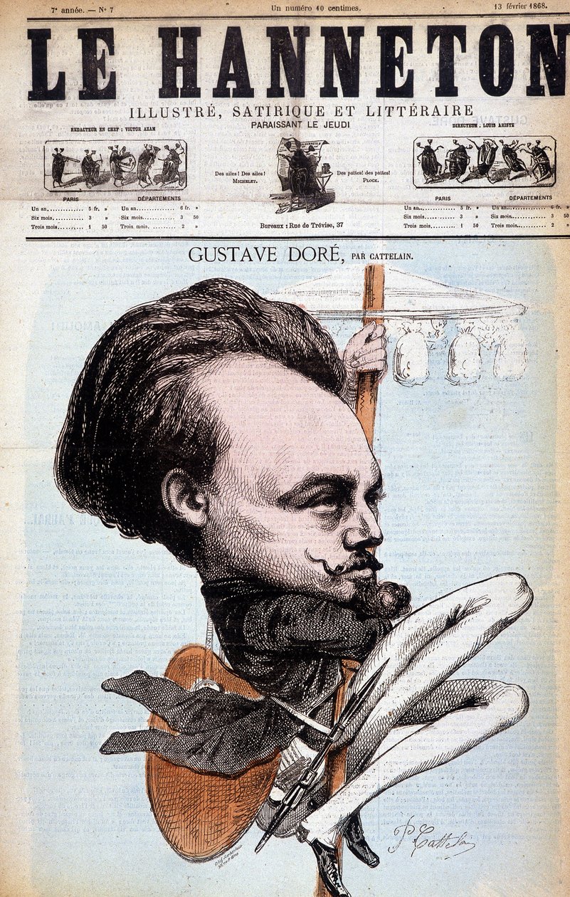 Gustave Doré. French draughtsman and painter (1832 to 1883). Cartoon by Cattelain. The Hanneton 1868. by Philippe Auguste Cattelain