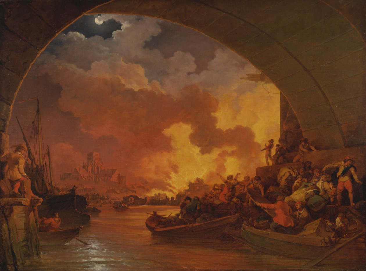 The Great Fire of London by Philippe Jacques de Loutherbourg
