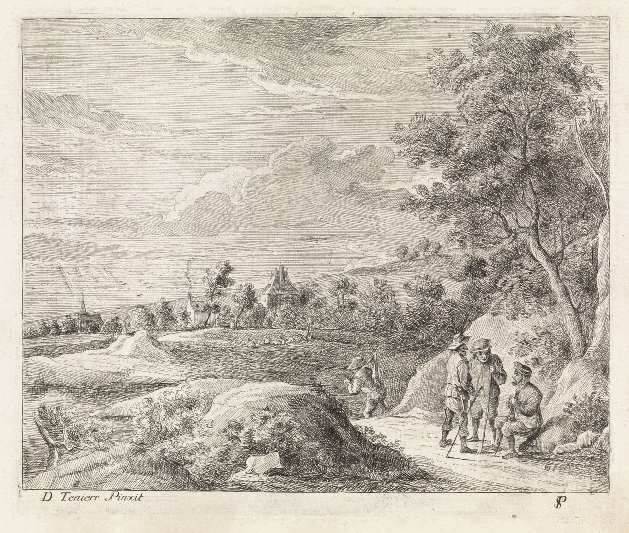 Landscape with Four Walkers by Philippe Lambert Joseph Spruyt