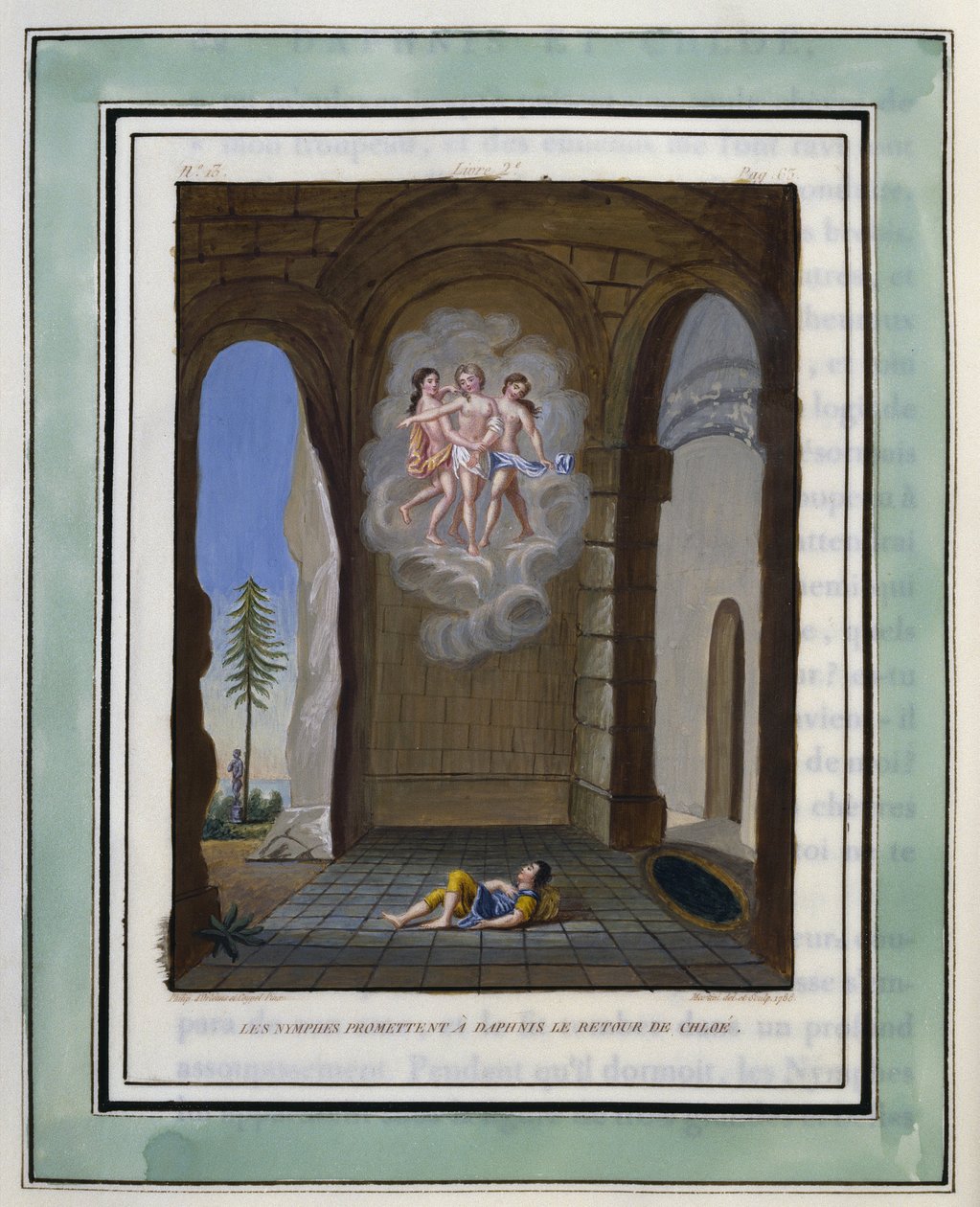The Nymphs Promise Daphnis the Return of Chloe. Drawing by Philippe d