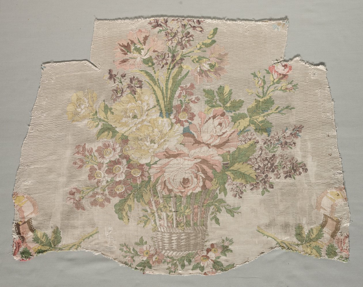 Silk Fragment, Part of Panel Called Le Panier Fleuri by Philippe de Lasalle