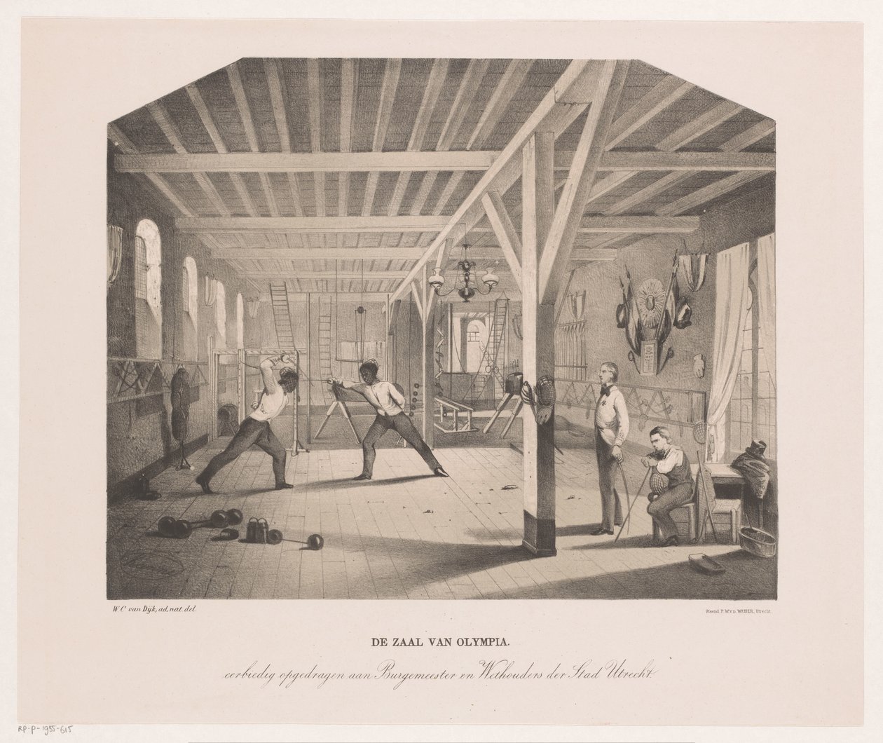 View in the Fencing and Gymnastics Hall of the Student Society Olympia by Philippus Anthonius Alexander Kanne
