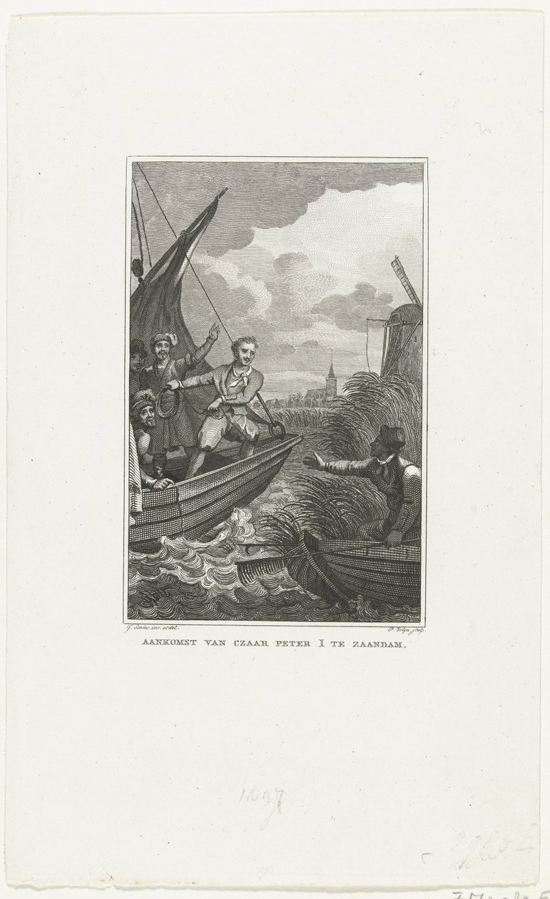 Arrival of Tsar Peter the Great in Zaandam, 1697, c. 1829 by Philippus Velijn