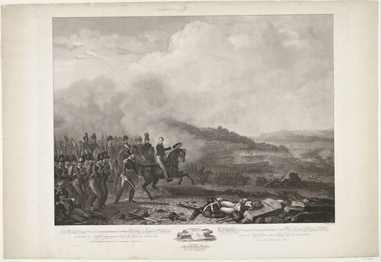 Prince of Orange Leading the Dutch Troops in the Battle of Quatre-Bras, 1815 by Philippus Velijn