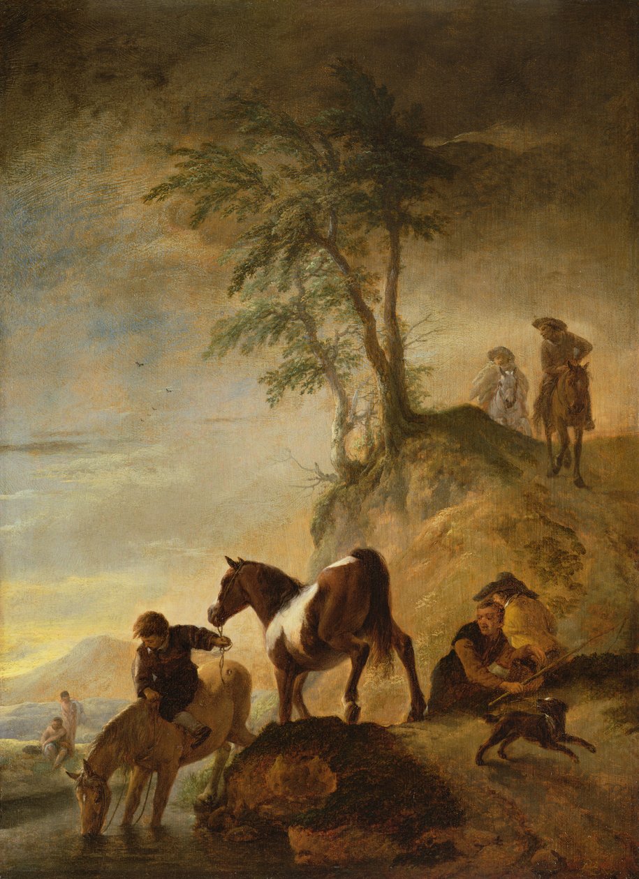 Riders watering their horses by Philips Wouwerman