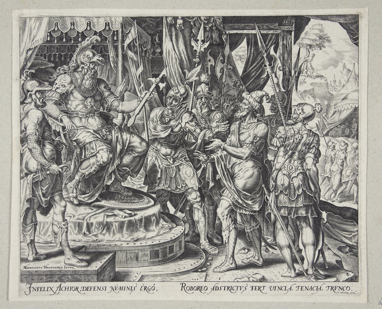 Achior Pleading with Holofernes for the Israelites by Philips Galle