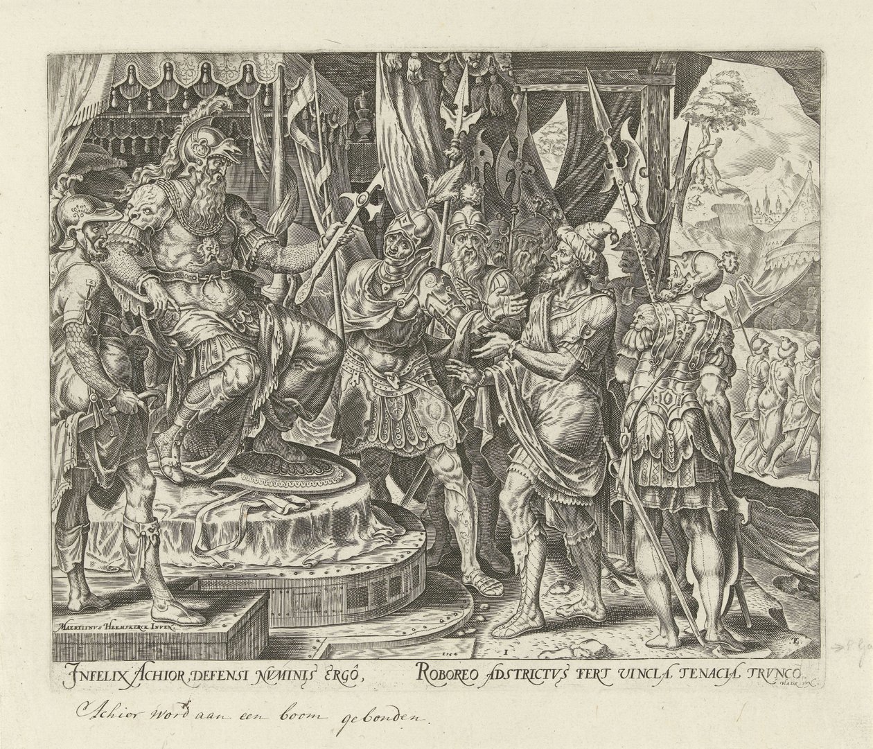 Achior Before Holofernes (series title: History of Judith and Holofernes) by Philips Galle