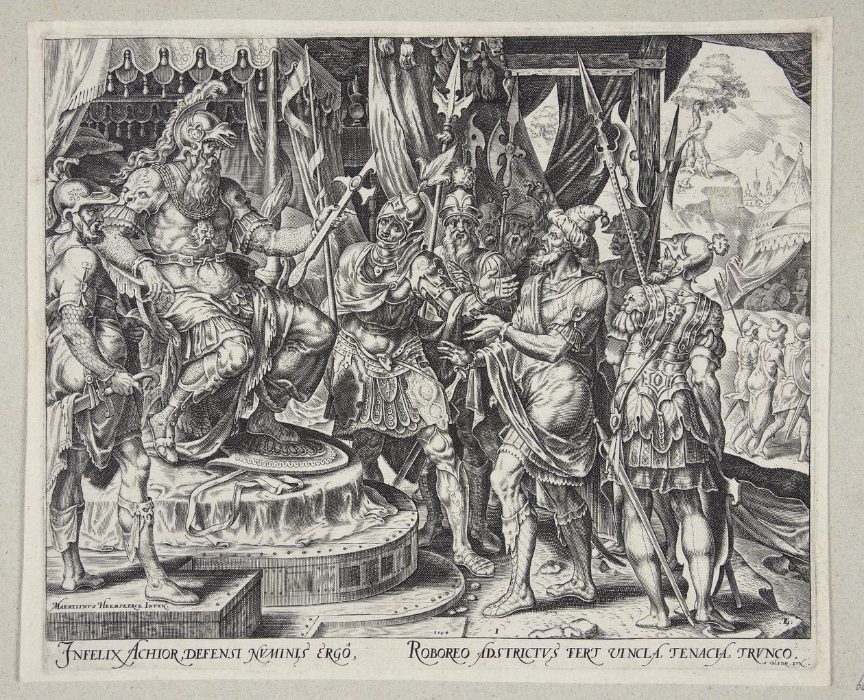 Achior Pleading with Holofernes for the Israelites by Philips Galle