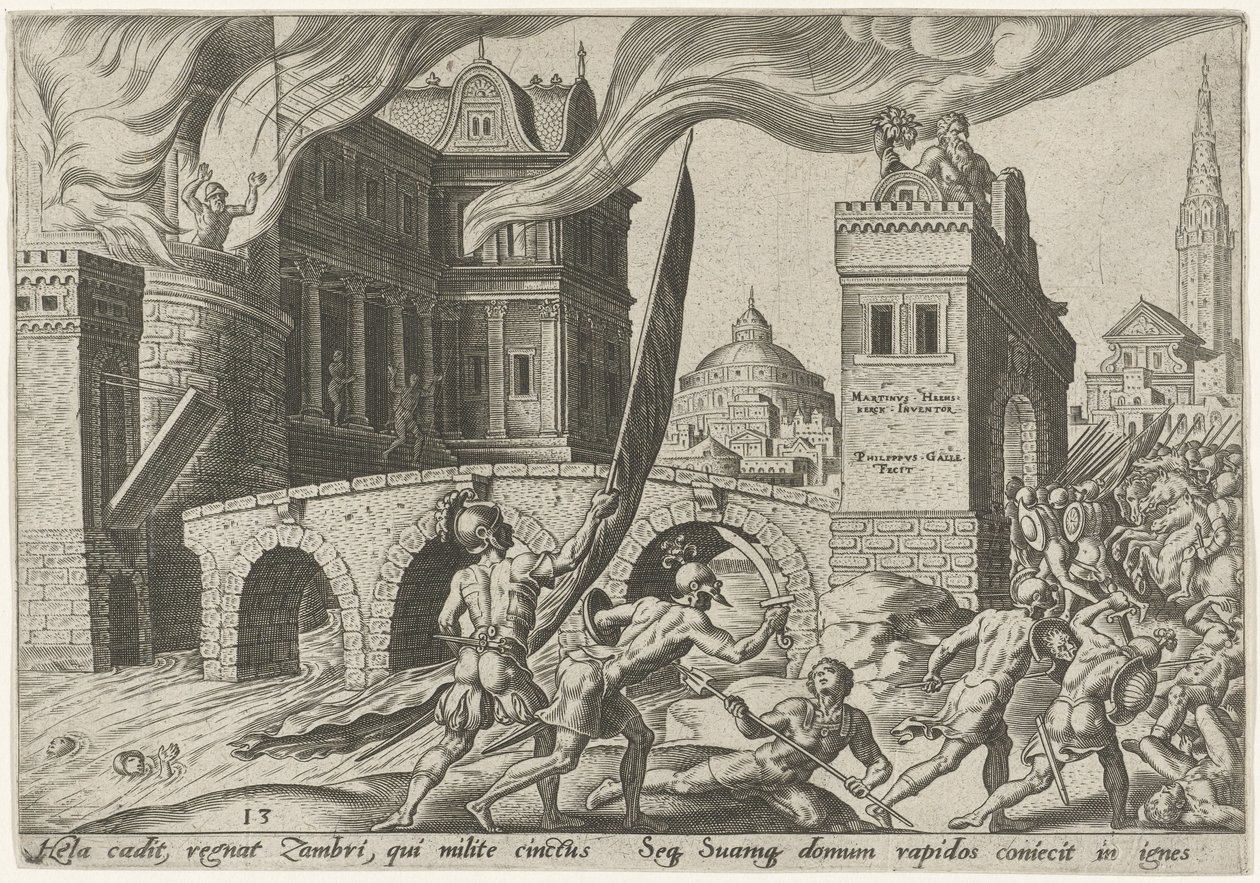 The Capture of Tirzah, The Days of Calamity of the Jewish People (series title) by Philips Galle