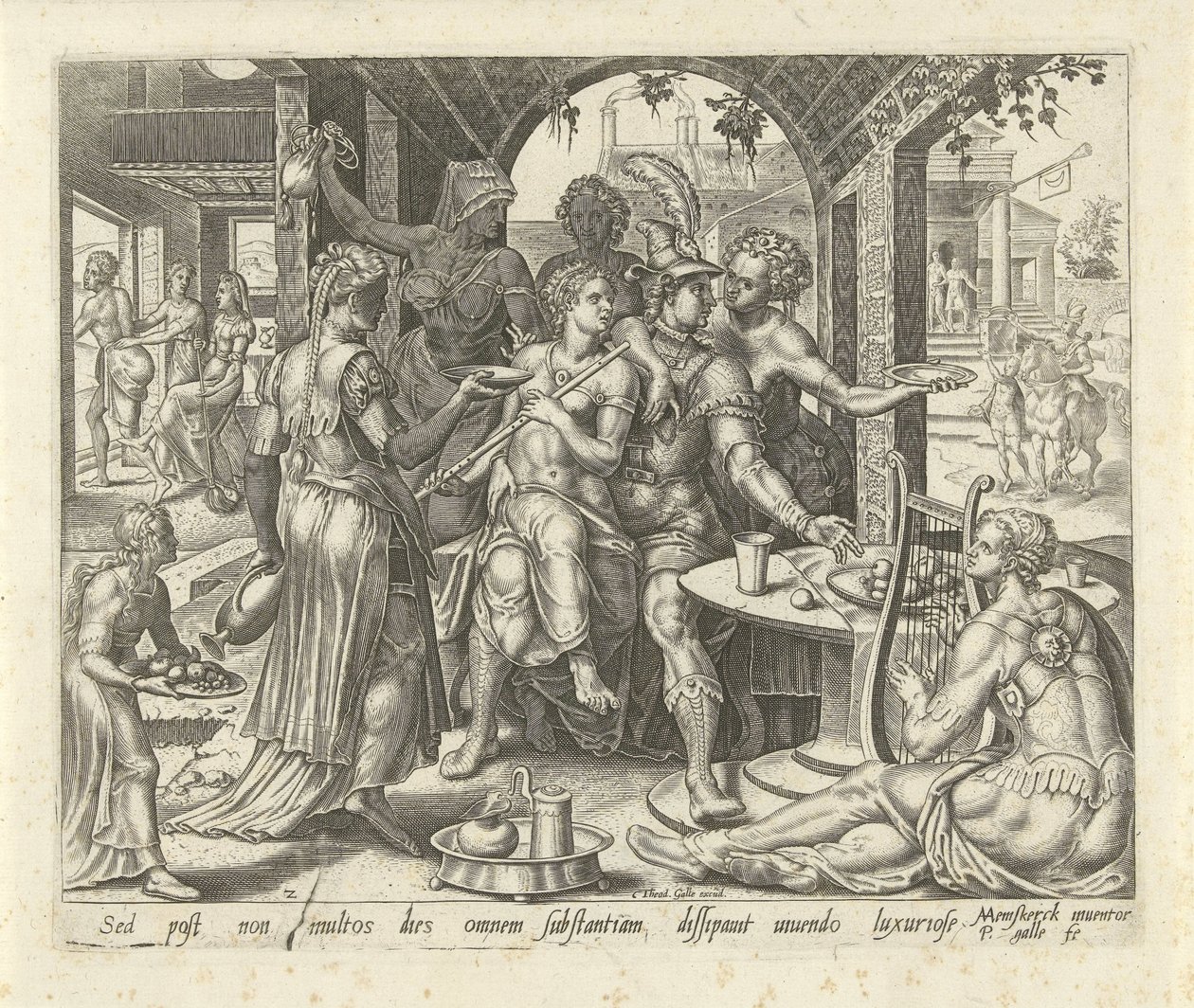 The Prodigal Son Wastes His Inheritance (Parable of the Prodigal Son) by Philips Galle