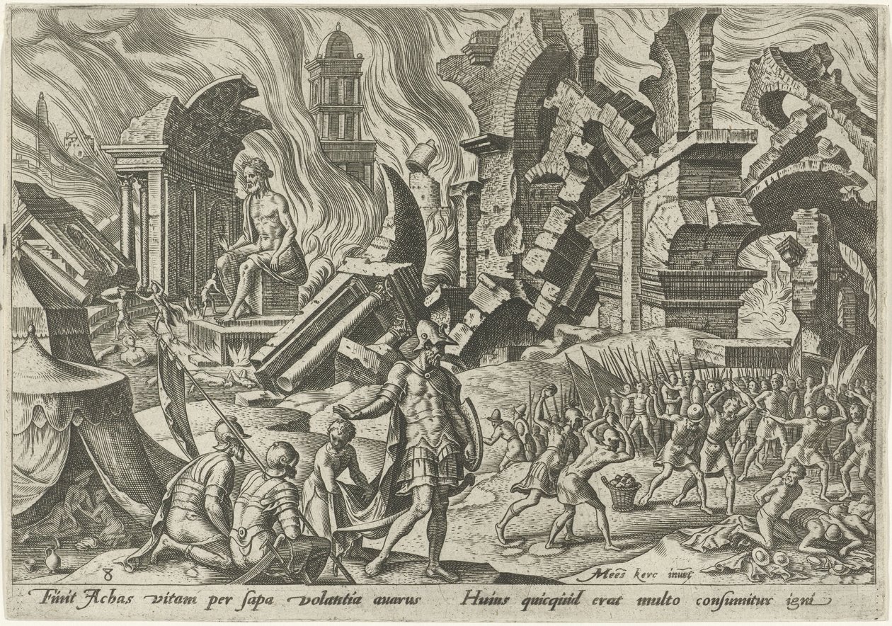 The Destruction of Ai and the Stoning of Achan (The Days of Calamity of the Jewish People) by Philips Galle