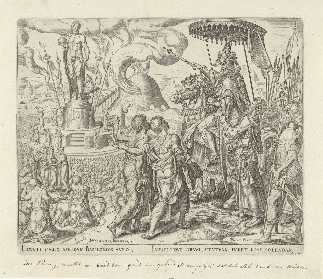 An Enraged Nebuchadnezzar Orders Shadrach, Meshach, and Abednego to be Brought to Him by Philips Galle